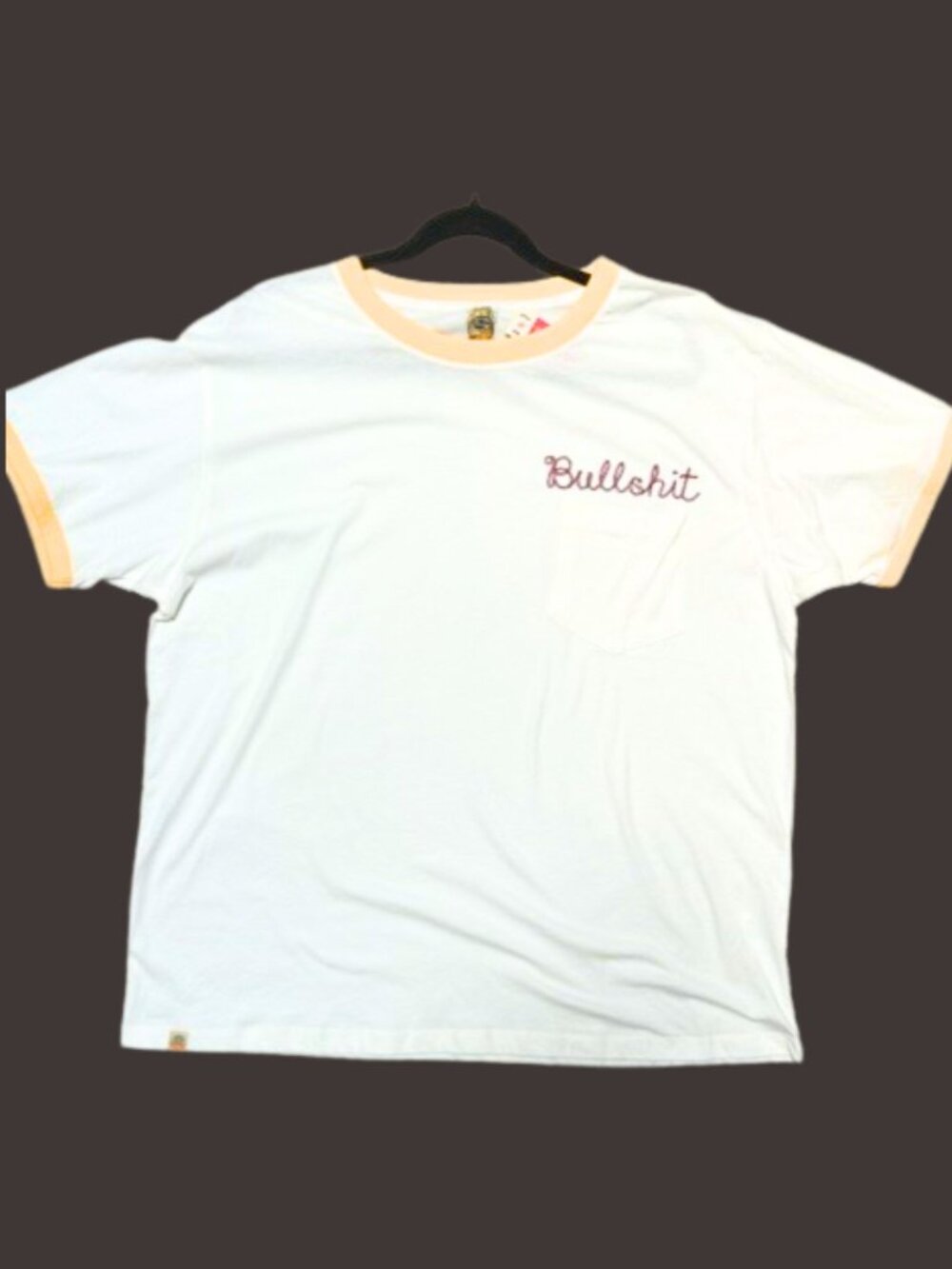 Classic Rock Couture White T with Peach Trim + Embroidery